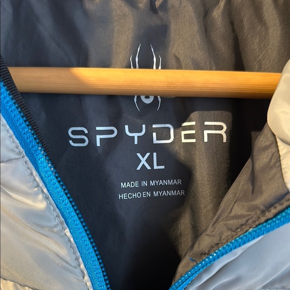 Spyder Gray Puffer Jacket with Blue Accents - Picture 3 of 4